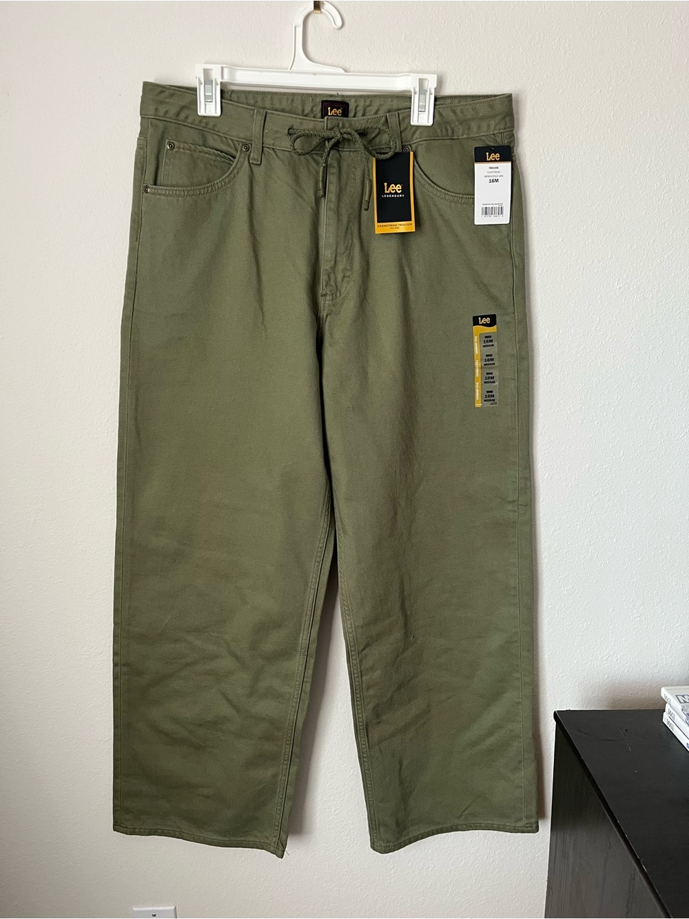 Lee Olive Green Drawstring Mid Rise Trouser